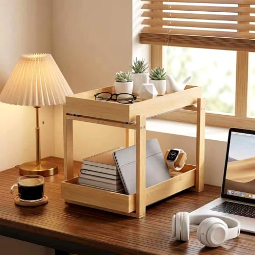 Bamboo Under Sink Organizer Adjustable Height 2 Tier Bathroom - Image 5