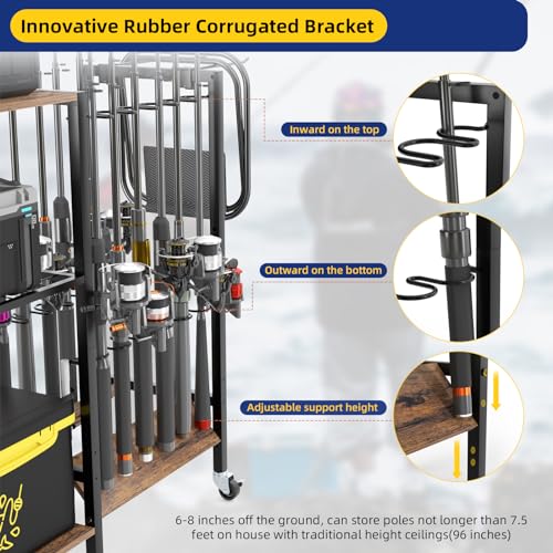 Fishing Rod Holders for Garage, Fishing Gear Tackle Cart - Image 6