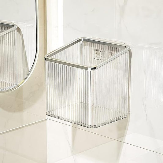 Adhesive Floating Wall Shelves – No Tools Needed for Installation | Perfect for Organizing Makeup, Toiletries & Home Accessories (Transparent_SilverEdge)