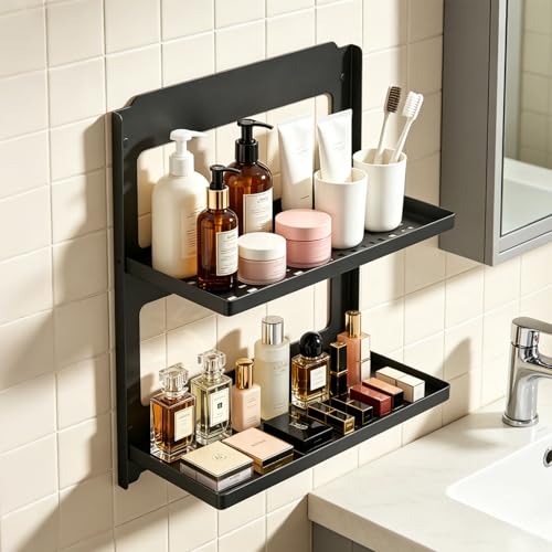 2-Tier Folding Metal Shelf Wall Mounted,Small Foldable Wall Shelf - Image 7