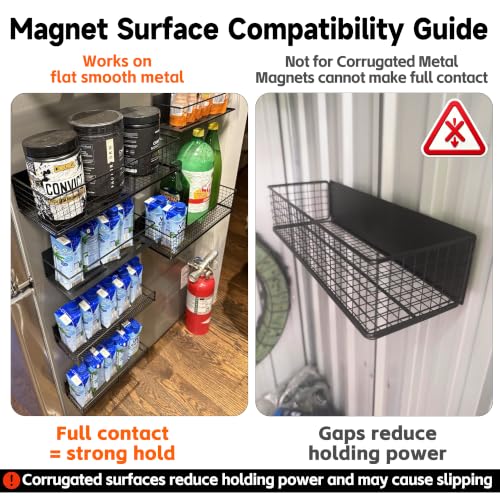Magnetic Baskets Fridge Organizers, Large Capacity Metal - Image 4
