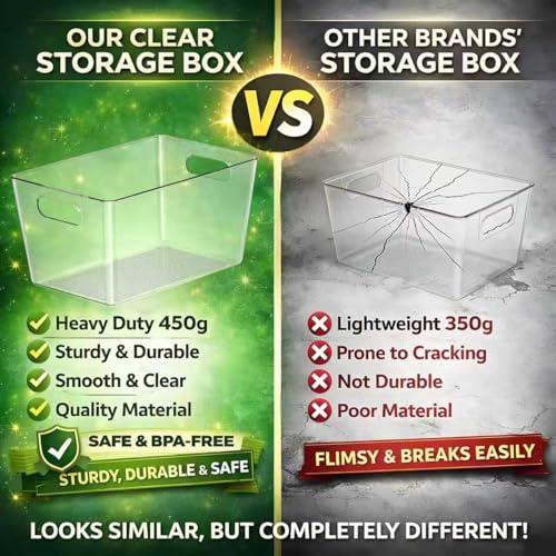 6 Pack Clear Plastic Storage Bins, Kitchen&Pantry Organizer Large - Image 4