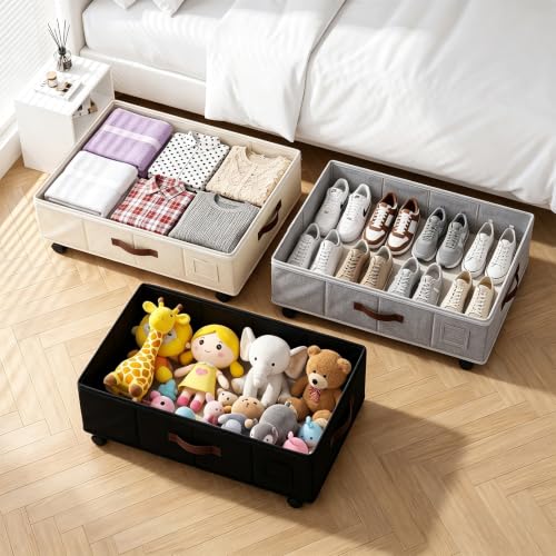 2 Pack Underbed Storage Boxes with Wheels, White - Image 3
