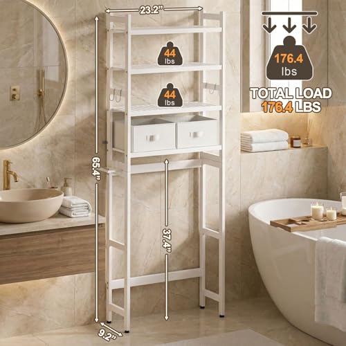 Homde Bathroom Over Toilet Storage Rack: Adjustable 4-Tier - Image 4