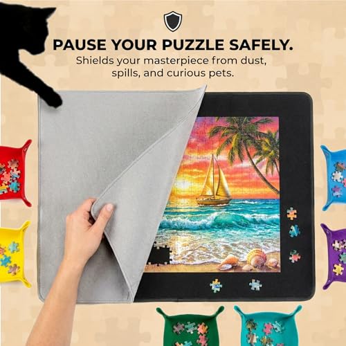 1000 Piece Felt Puzzle Board with Cover - Folding Table, 6 Trays - Image 7