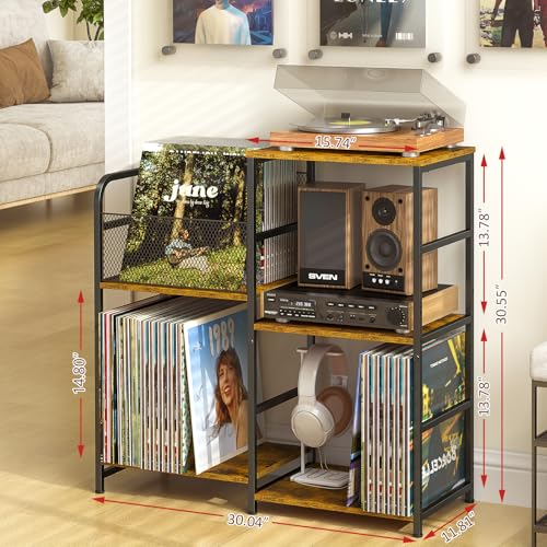 ThreeHio Record Player Stand, Turntable Stand with Vinyl - Image 3