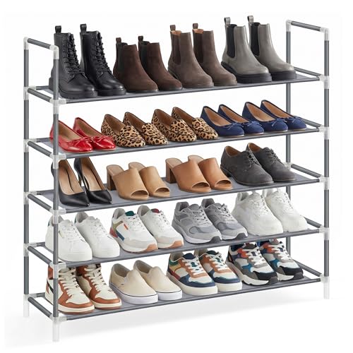 SONGMICS HOME Slim Shoe Storage Organizer, 5-Tier Metal Shoe Rack - Image 2