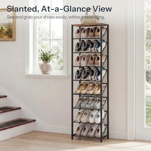 HOOBRO Narrow Shoe Rack for Small Spaces, Slanted Shoe Organizer - Image 4