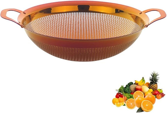 Stainless Steel Colander With Handle and Legs Drain Basket for Pasta, Spaghetti, Berry, Veggies, Fruits, Noodles, Salads, Fruit Colander Strainer Metal Rice Sieve Kitchen Utensils-Red