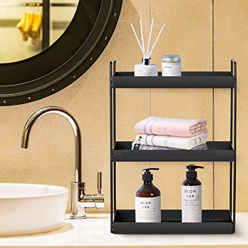3-Tier Bathroom Countertop Organizer, Black - Image 3