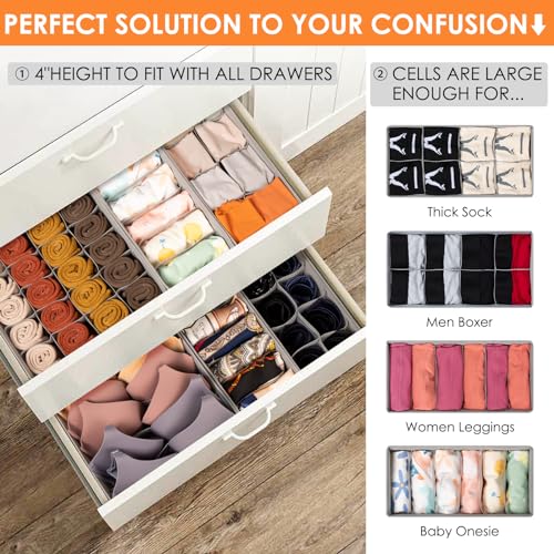Criusia 12 Pack Sock Underwear Drawer Organizer Dividers, 116 - Image 3