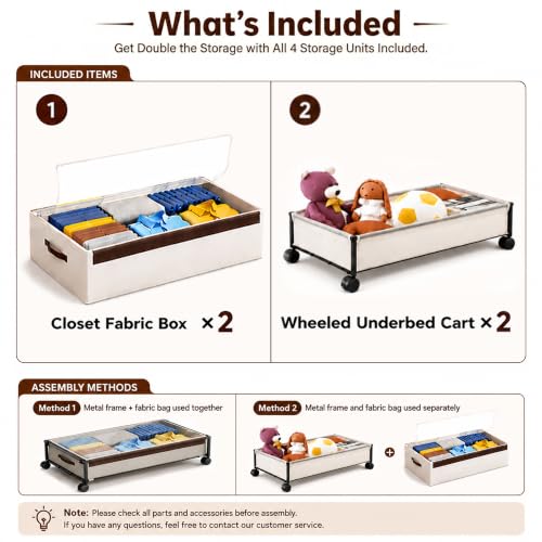 OMAIRA 2-Pack Under Bed Storage With Wheels,Underbed Shoe - Image 6