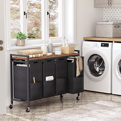 HOOBRO Laundry Sorter 4 Sections, Laundry Hamper with Wheels - Image 3