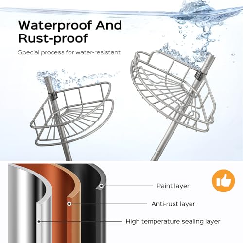 HAMITOR Corner Shower Caddy Tension Pole 4 Tier Rust | All Products - Image 3