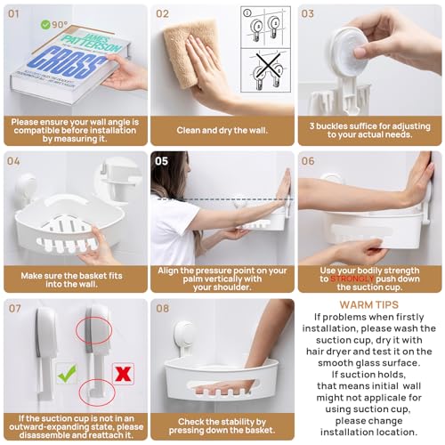 LEVERLOC Corner Shower Caddy Suction Cup, shower shelves suction - Image 5