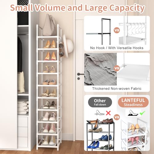 LANTEFUL Tall Narrow Shoe Rack 10-Tier Skinny Shoe Shelf Storage - Image 7