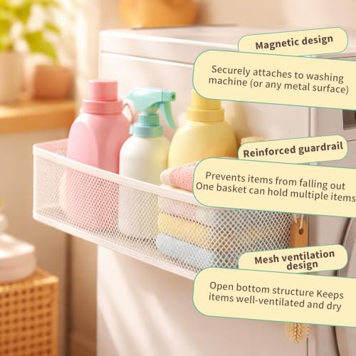 XIHIRCD 2pcs Magnetic Laundry Washer Shelf Organizer (White) - Image 5