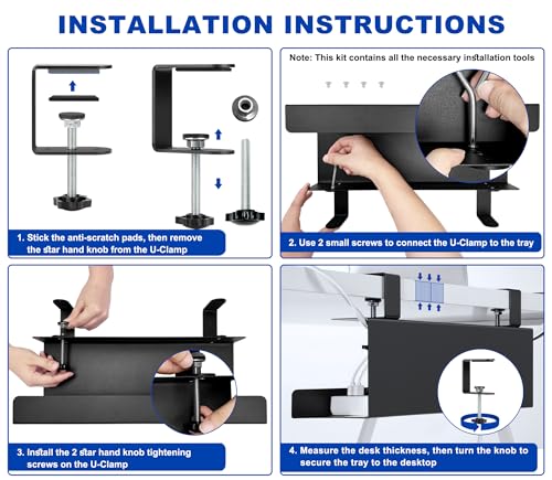 ZhiYo 16in Cable Management Under Desk Tray, 4.9in W x 5.9in H - Image 5
