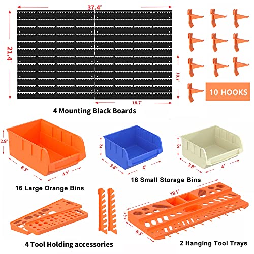52PCS Wall Mounted Storage Bins Garage Storage Drawers with 4PCS - Image 3