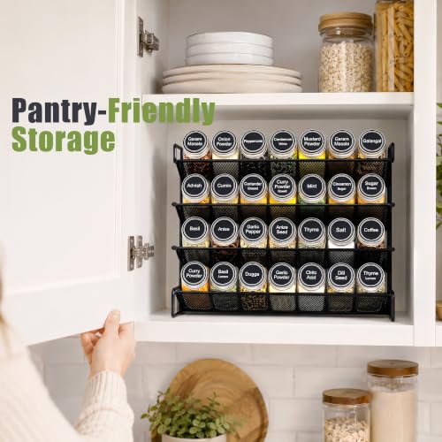 Spice Rack Organizer for Cabinet with 28 Spice Jars, 386 Labels - Image 6
