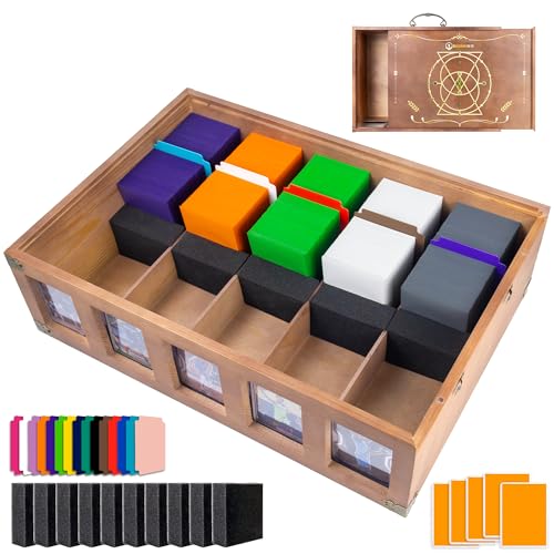 Wooden Trading Card Storage Box, 5-Row Bulk Storage Case - Image 2