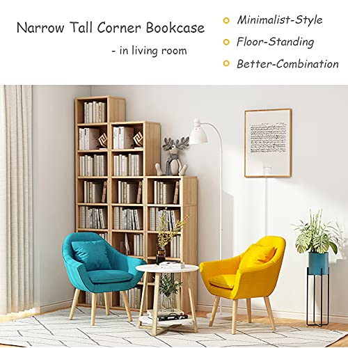 IOTXY Narrow Corner Bookcase with Door - White 59" Tall Gap - Image 4