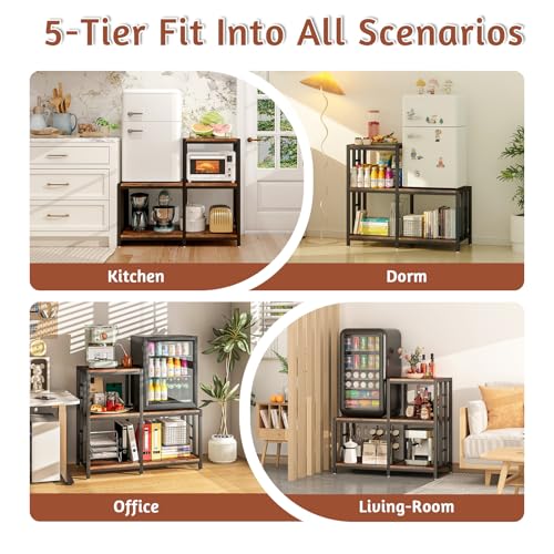 METYERRY 5-Tier Mini Fridge Stand, Bakers Rack with Storage - Image 5