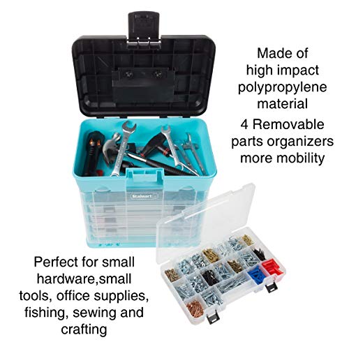 Stalwart Small Parts Organizer Box, Light Blue, 10-Inch - Image 4