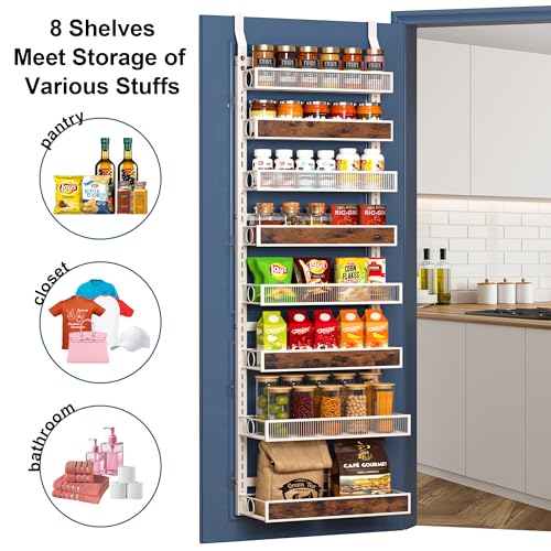 8 Tiers Pantry Door Organizer Spice Rack, 2-IN-1 Wall - Image 7