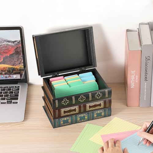 Antique Index Card Holder, Wood Index Card Storage Box, 4x6 Inch - Image 3
