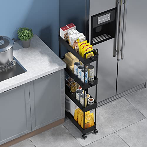 SOLEJAZZ Slim Rolling Storage Cart Skinny Bathroom Organizer, 4 - Image 4
