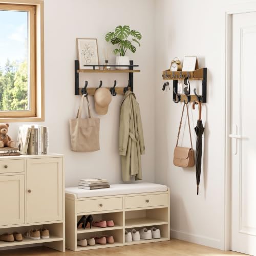 29” Coat Rack Wall Mount with Shelf, Coat and Key Hanger - Image 6