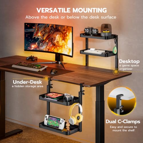ARES WING 2-Tier 16 inch Clamp On Desk Shelf, Above - Image 5