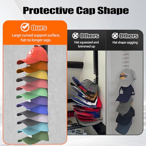 Hat Organizer for Baseball Caps Hold Up to 40 Hats, 2 Pack Hat - Image 5