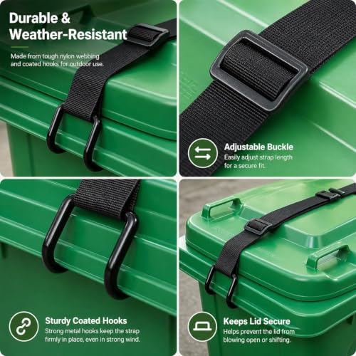 2 Pack Metal Double Claw Trash Can Lid Lock, Bear Proof Strap - Image 6