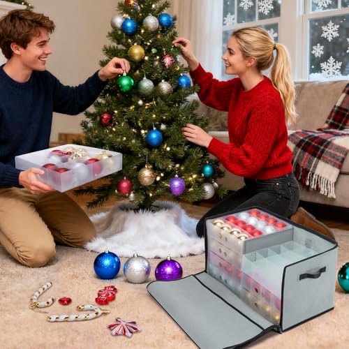 BALEINE Christmas Ornament Storage Box with Dividers - Image 3