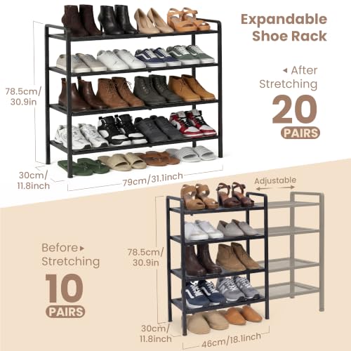 Varhomax Expandable Shoe Rack for Closet and Entryway 4-Tier - Image 3
