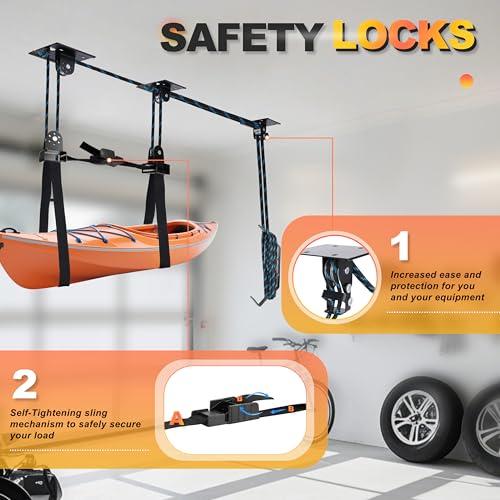 Hikeen Kayak Hoist for Garage Ceiling, Heavy Duty Kayak - Image 5