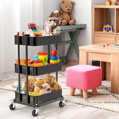 Simple Houseware 3-Tier Utility Cart, Low 24" Height Fits Under - Image 6