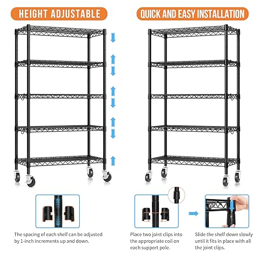 Wire Shelving, 1900lbs Capacity 5 Tier Heavy Duty NSF Wire - Image 6