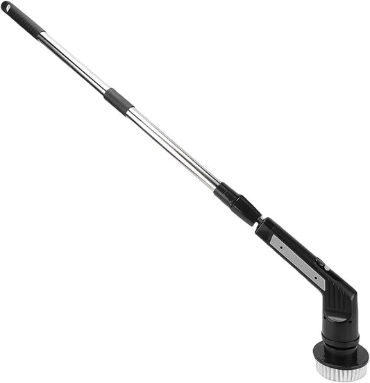 Cordless Electric Scrubber, Cleaning Brush with 9 Replaceable Brush Heads, Adjustable Extension Handle & Digital Display, Ideal for Bathroom, Tub, Tile & Shower (JY6016 Black (9 Heads))