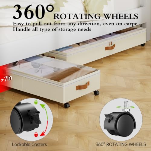 Yecaye 85 L Under Bed Storage with Wheels, 2 Pack Under - Image 5