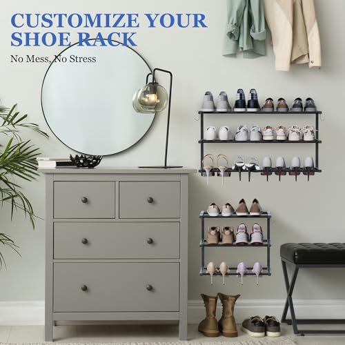 2 Pack Wall Mounted Shoe Rack, 3 Tier Hanging Shoe R | All Products - Image 4