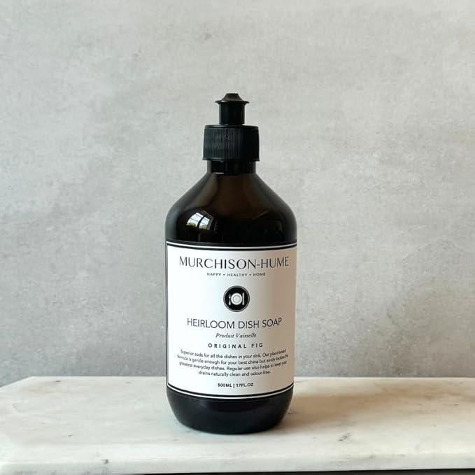 Murchison-Hume Dishwashing Soap, 16 fl oz - Original Fig Mild Dish Soap, Non-Toxic, Cuts Grease, Gentle on Hands, Biodegradable, Sulfate-Free, Sustainable, Counter Worthy Design