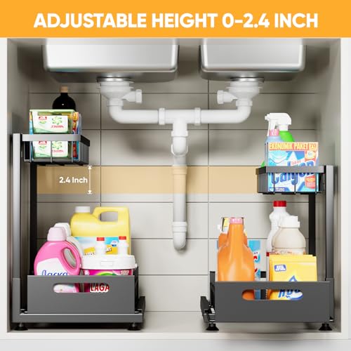 Saydear L-Shaped Under Sink Organizer, 2-Tier Pull-out Cabinet - Image 3