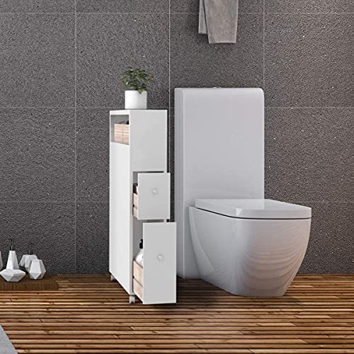 Squareful Narrow Bathroom Cabinet, Rolling Slim Storage Cabinet - Image 5
