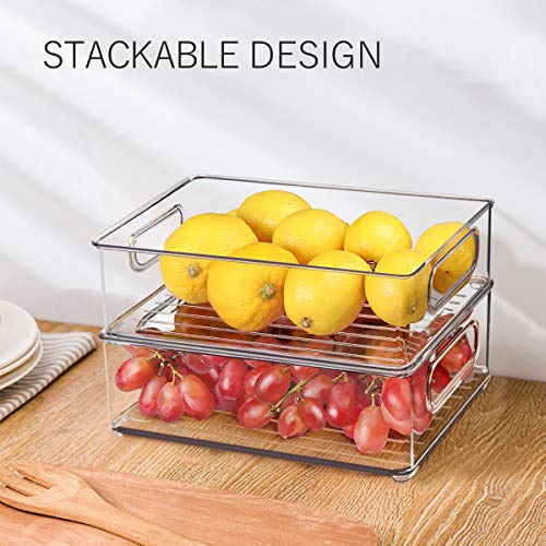 Stackable Refrigerator Organizer Bins, 6 Pack Clear Kitchen - Image 3