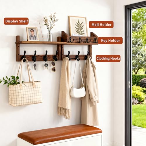 Coat Rack Wall Mount with Shelf, Key Holder Wall mount - Image 4