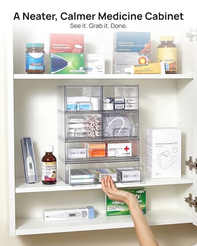 Vtopmart Stackable Storage Drawers Set of 6, Plastic Organizer - Image 6