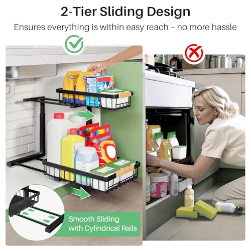 Kitstorack Under Sink Organizer, 2 Tier Under the Sink Storage - Image 7